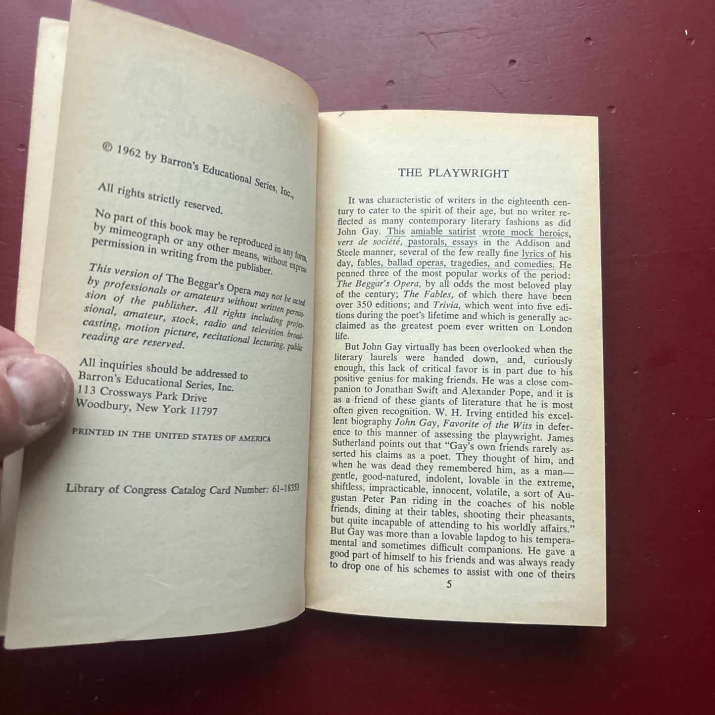 THE BEGGAR'S OPERA  by John Gay  paperback  CLASSIC BRITISH PLAY